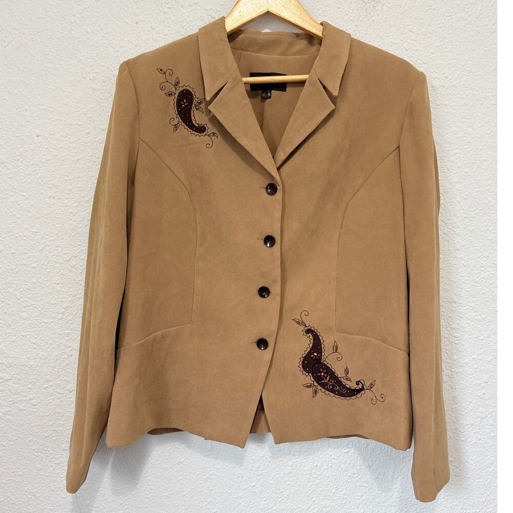 Vintage Embroidered Jacket Blazer Paisley Boho Chic 90s Cottage Office Siren
